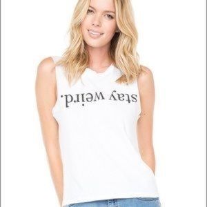 brandy melville stay weird muscle tee